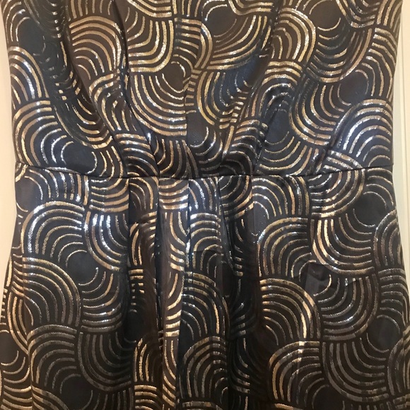 Shoshanna Strapless Metallic Silver & Black Dress - Picture 5 of 8